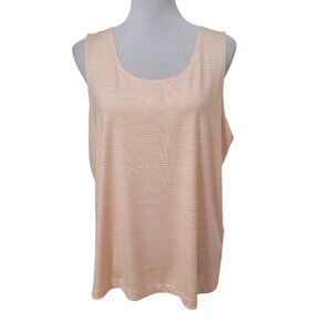 Chico's Size 3 (XL/16) Peach & White Abstract Striped Tank Top, Exc. Used Cond.